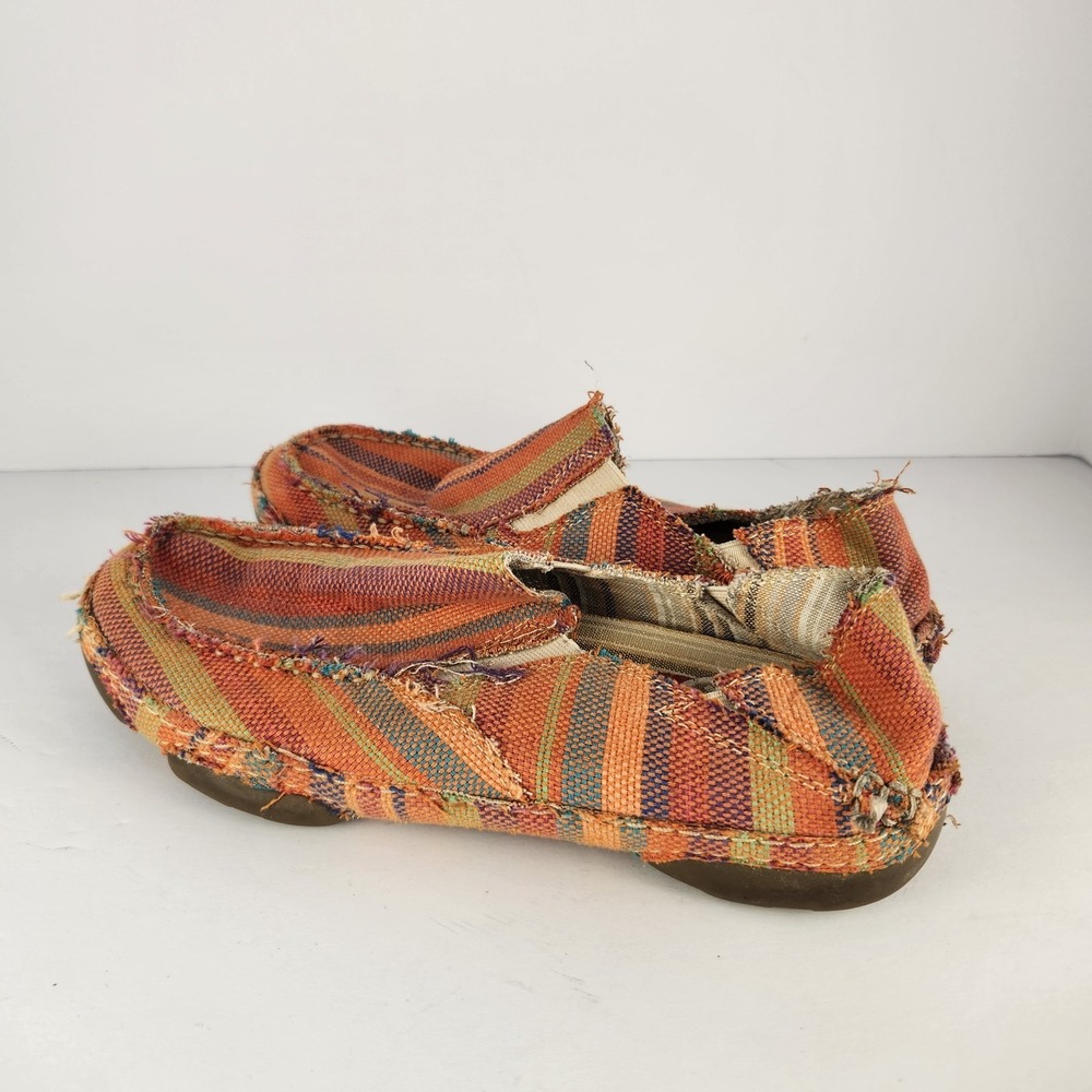 Tony Lama Women's Orange Striped Canvas Casual Flats Size 6.5-7 - Picture 2 of 5